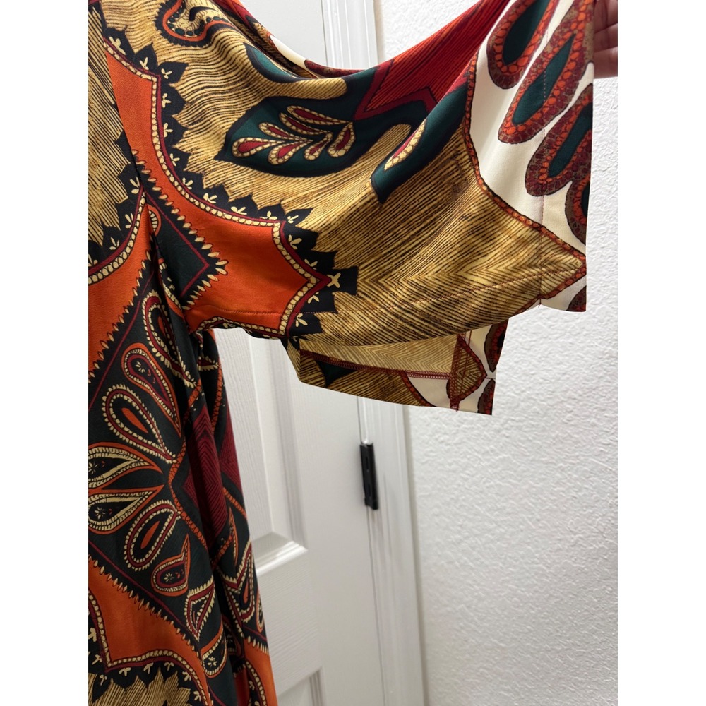 Chico's Empire Print Shift Dress Brown Orange Paisley Kimono Sleeve 3 NWT XL 16 - Picture 6 of 9